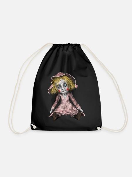 Horror t-shirt - Fear of dolls? - Drawstring Bag - black
