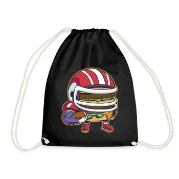 American Football Burger Spieler Cartoon Fan - Turnbeutel - Schwarz - Vorne
