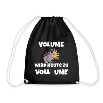 "VOLUME wird zu VOLL UME" für Hausparty in Kärnten - Turnbeutel - Schwarz - Vorne