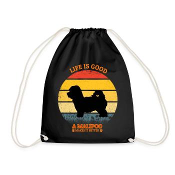 Life Is Good A Malipoo Makes It Better - Turnbeutel - Schwarz - Vorne