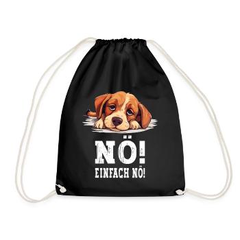 Nö Einfach Nö No Nein Hund Hündchen Lustig Spruch - Turnbeutel - Schwarz - Vorne