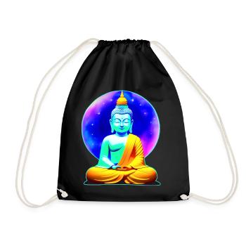 Bouddha coloré en position de yoga Fond Univers - Sac de sport léger - noir - Devant