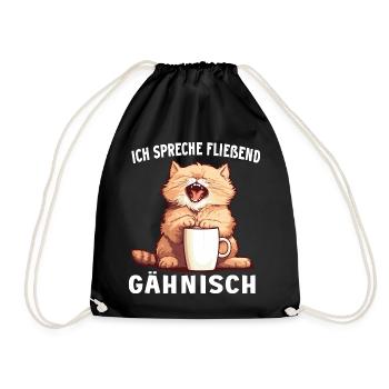 Lustig Katze Kaffee Kaffeeliebhaber Katzen Spruch - Turnbeutel - Schwarz - Vorne