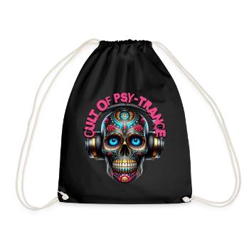 CULT OF PSY-TRANCE - Cool Skull with Headphones! - Drawstring Bag - black - Front