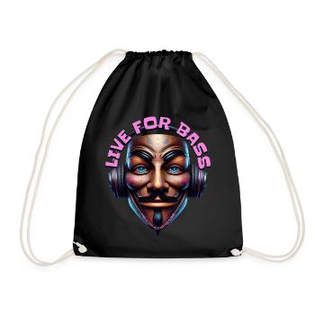 LIVE FOR BASS - Cool Creature with Headphones! - Drawstring Bag - black - Front