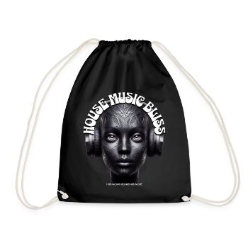 HOUSE MUSIC BLISS - Cool Woman with Headphones! - Drawstring Bag - black - Front