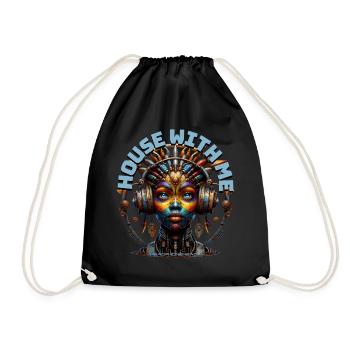 HOUSE WITH ME - Cool Woman with Headphones! - Drawstring Bag - black - Front