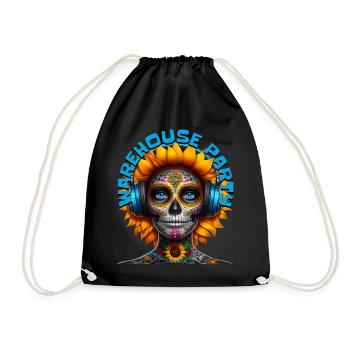 WAREHOUSE PARTY - Cool Sunflower with Headphones! - Drawstring Bag - black - Front