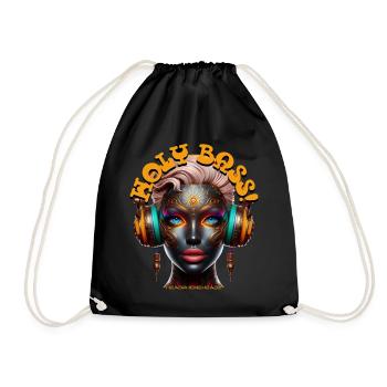 HOLY BASS! - Cool Woman with Headphones! - Drawstring Bag - black - Front