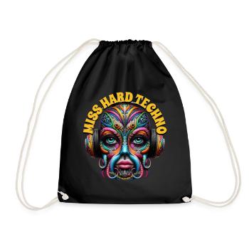MISS HARD TECHNO - Cool Creature with Headphones! - Drawstring Bag - black - Front