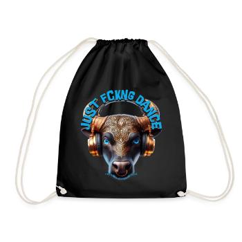 JUST FCKNG DANCE - Cool Cow with Headphones! - Drawstring Bag - black - Front