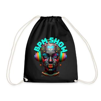BPM SHOW - Cool Woman with Headphones! - Drawstring Bag - black - Front