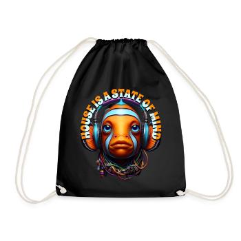 HOUSE IS A STATE OF MIND - Clownfish & Headphones! - Drawstring Bag - black - Front