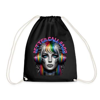 BETTER CALL BASS - Cool Woman with Headphones! - Drawstring Bag - black - Front