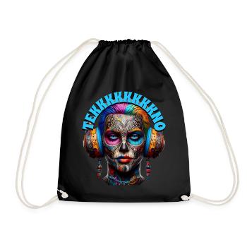 TEKKKKKKKKNO - Cool Dude with Headphones! - Drawstring Bag - black - Front