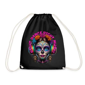 RIGHT DANCE, RIGHT MUSIC - Cool Human & Headphones - Drawstring Bag - black - Front