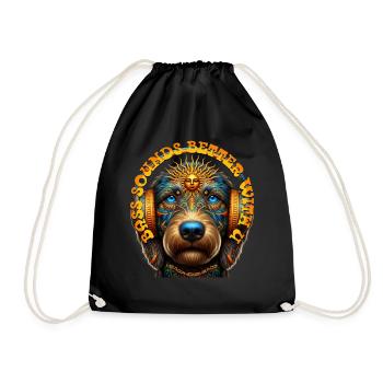 BASS SOUNDS BETTER WITH U-Labradoodle & Headphones - Drawstring Bag - black - Front