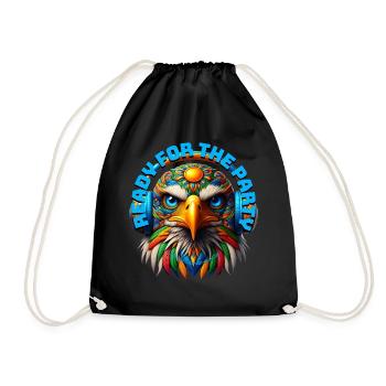 READY FOR THE PARTY - Cool Eagle with Headphones! - Drawstring Bag - black - Front