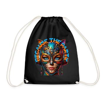 BECAUSE THE PARTY - Cool Woman with Headphones! - Drawstring Bag - black - Front