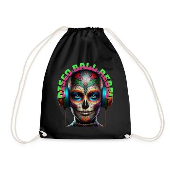 DISCO BALL REBEL - Cool Human with Headphones! - Drawstring Bag - black - Front