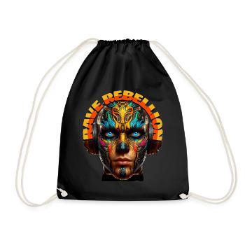 RAVE REBELLION - Cool Dude with Headphones! - Drawstring Bag - black - Front