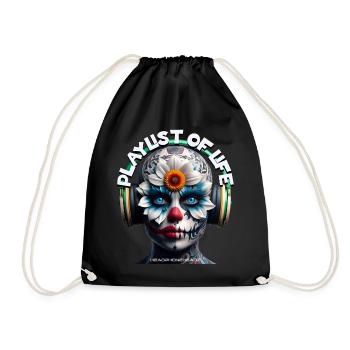 PLAYLIST OF LIFE – Cool Creature with Headphones! - Drawstring Bag - black - Front