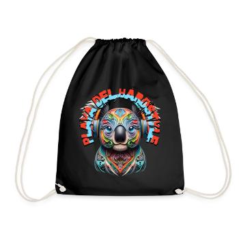 PLAYA DEL HARDSTYLE – Cute Koala Bear & Headphones - Drawstring Bag - black - Front