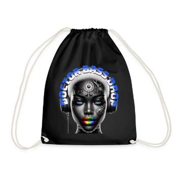 DOCTOR BASS DROP - Cool Woman with Headphones! - Drawstring Bag - black - Front