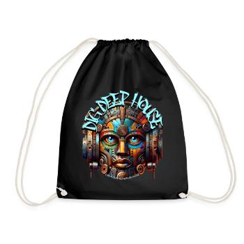 DIG DEEP HOUSE – Cool Statue with Headphones! - Drawstring Bag - black - Front