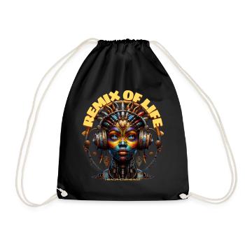 REMIX OF LIFE – Cool Princess with Headphones! - Drawstring Bag - black - Front