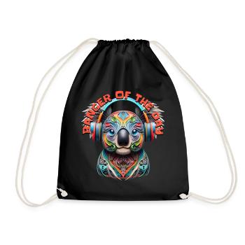 BANGER OF THE DAY – Cute Koala Bear & Headphones! - Drawstring Bag - black - Front