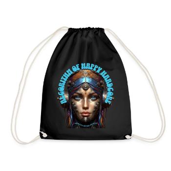 HAPPY HARDCORE - Cool Woman with Headphones! - Drawstring Bag - black - Front