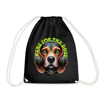 HERE FOR THE BASS - Cute Beagle with Headphones! - Drawstring Bag - black - Front