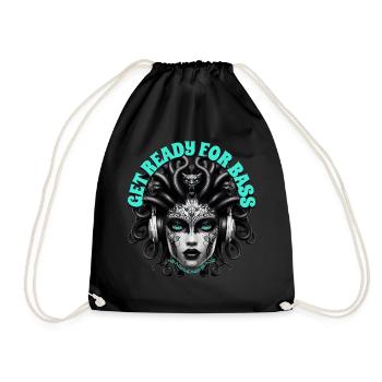 GET READY FOR BASS - Cool Woman with Headphones! - Drawstring Bag - black - Front