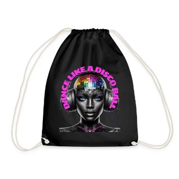 DANCE LIKE A DISCO BALL - Cool Woman & Headphones! - Drawstring Bag - black - Front