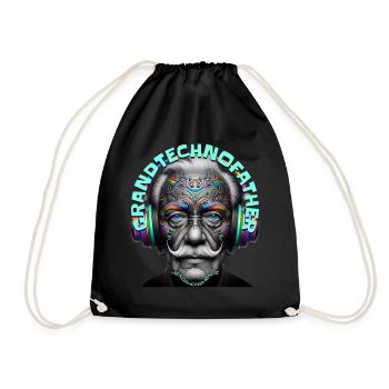 GRANDTECHNOFATHER - Cool Grandpa with Headphones! - Drawstring Bag - black - Front