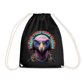 YES SIR I CAN HARD TECHNO - Vulture & Headphones! - Drawstring Bag - black - Front