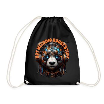 HOT MELODIC HOUSE STUFF - Cute Panda & Headphones! - Drawstring Bag - black - Front