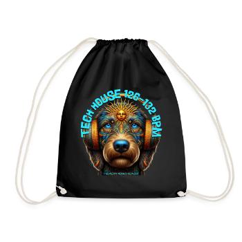 TECH HOUSE 126-132 BPM - Labradoodle & Headphones! - Drawstring Bag - black - Front
