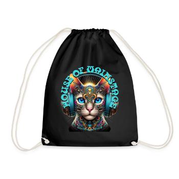 HOUSE OF MAINSTAGE - Cute Aroki Cat & Headphones! - Drawstring Bag - black - Front