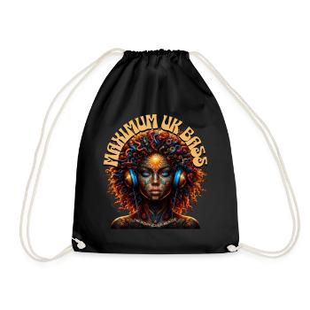 MAXIMUM UK BASS - Cool Woman with Headphones! - Drawstring Bag - black - Front