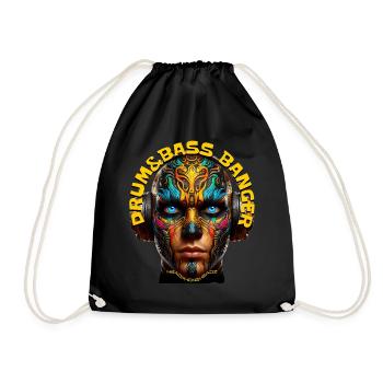DRUM&BASS BANGER - Cool Dude with Headphones! - Drawstring Bag - black - Front
