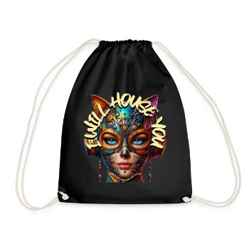 I WILL HOUSE YOU - Cool Woman with Headphones! - Drawstring Bag - black - Front