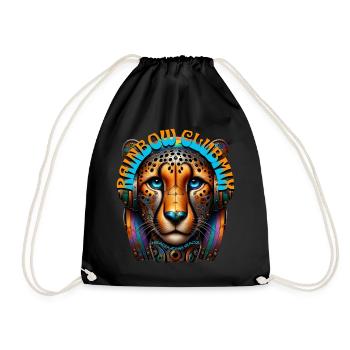 RAINBOW CLUBMIX - Cool Cheetah with Headphones! - Drawstring Bag - black - Front