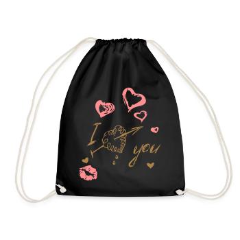 I love You Heart - Drawstring Bag - black - Front