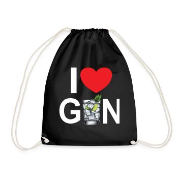 Gin Alcohol Love Cocktail Party Gift - Drawstring Bag - black - Front