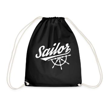 Funny Sail Sailing Sailor Shirt Sailor - Drawstring Bag - black - Front