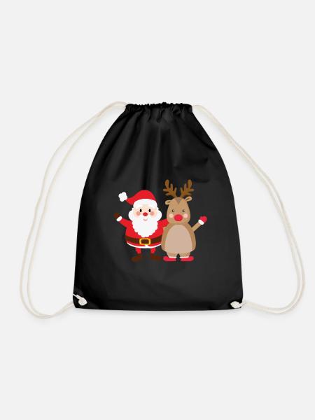 rudolph santa - Drawstring Bag - black