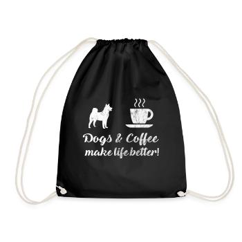 Dogs & Coffee make life better! | Dog | Love Life - Drawstring Bag - black - Front