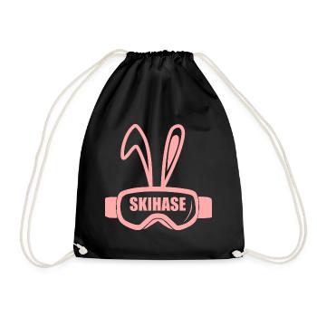 Skihase Pistenhase - Turnbeutel - Schwarz - Vorne